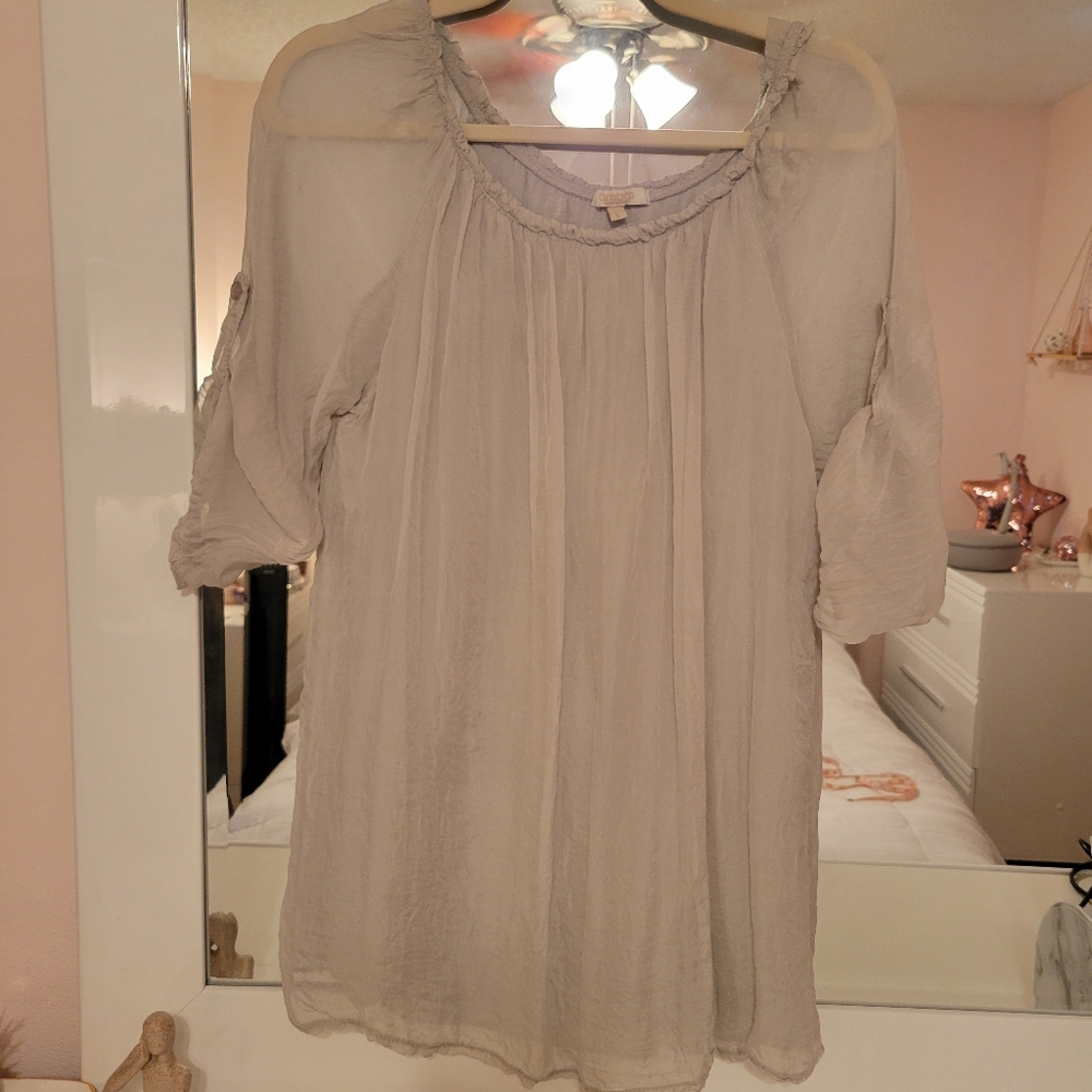 Ambra Women's Silky Light Gray Blouse